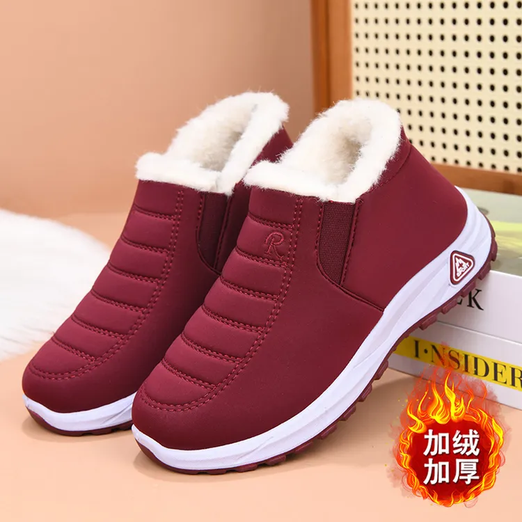 冬季新款老北京布鞋女防滑舒适中老年一脚蹬妈妈棉鞋休闲保暖棉靴