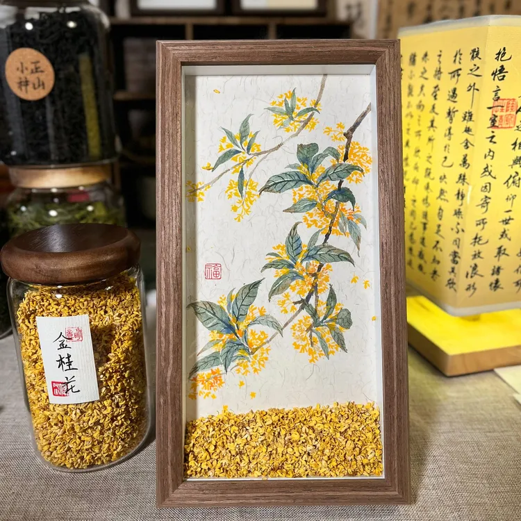 大馥大桂 国画手绘摆件 国画桂花纯手绘装饰摆台