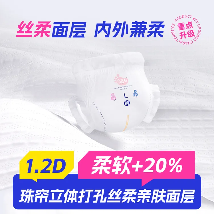 【3包】BBG潮玩QEE亲肤柔软透气大吸力婴儿纸尿裤拉拉裤