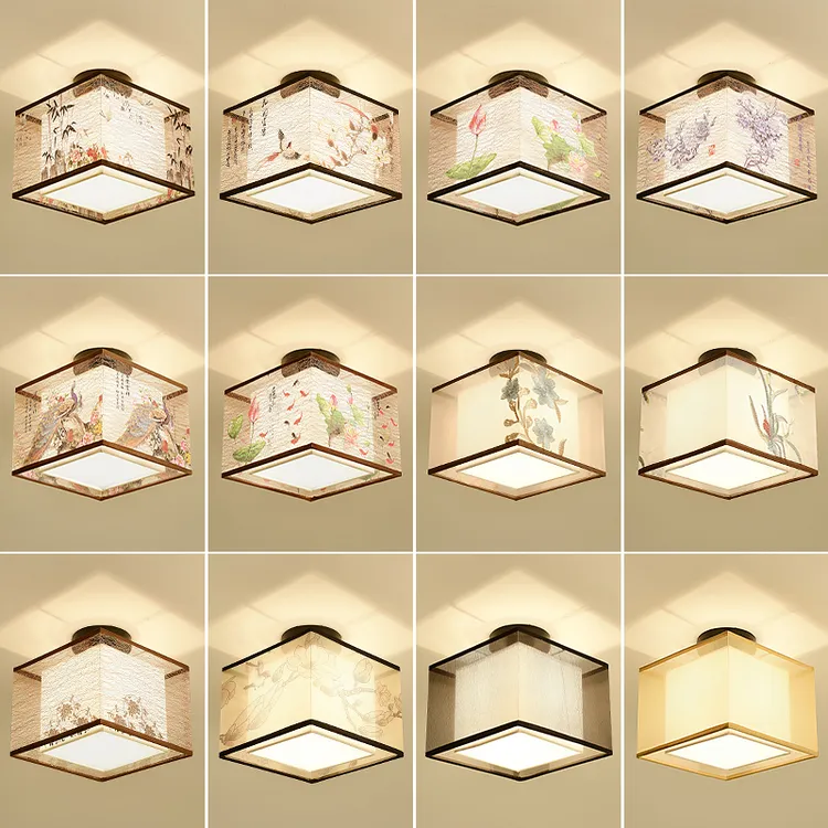 新中式过道灯走廊灯玄关圆形方形家用超亮光源吸顶灯防蚊虫阳台灯