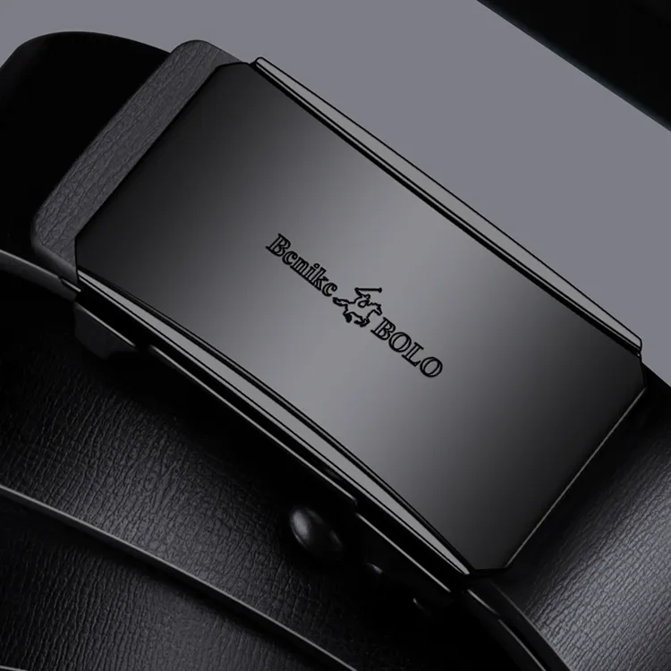 保罗真牛皮皮带男士时尚内插真皮腰带中青年高档商务裤腰带扣男款