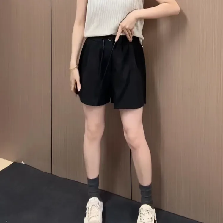 格洛森2024夏季新款高腰显瘦短裤微胖mm超薄凉凉气质直筒阔腿热裤