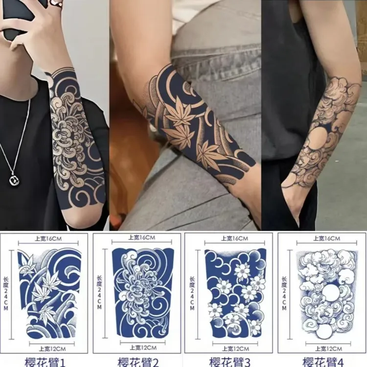 樱花臂日系传统樱花半臂果汁纹身贴满背正规社会霸气手臂洗不掉
