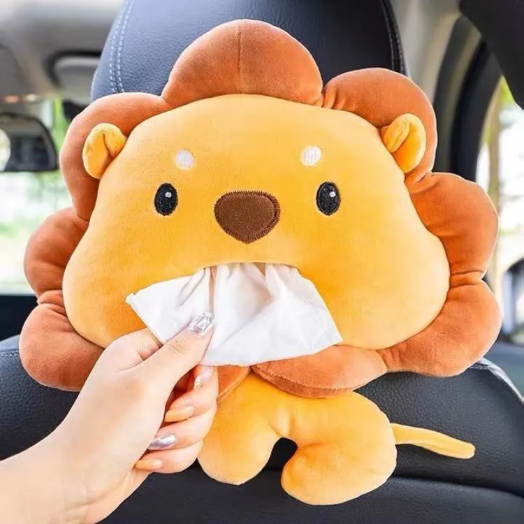 汽车车载纸巾盒挂式可爱小狮子汽车用抽纸盒内扶手箱餐巾纸盒防抖