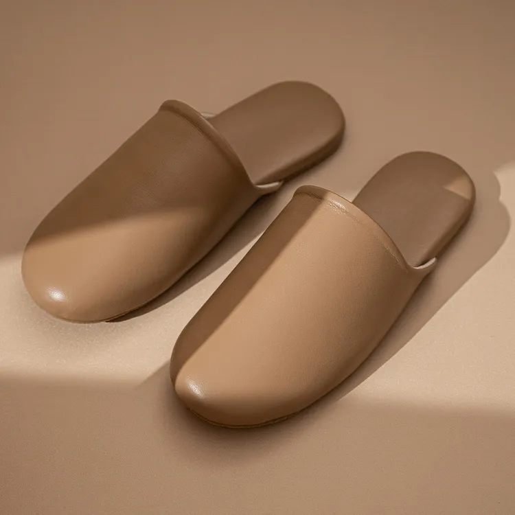 高档真皮拖鞋羊皮居家简约情侣男士女款春秋防滑包头透气平底Y-5