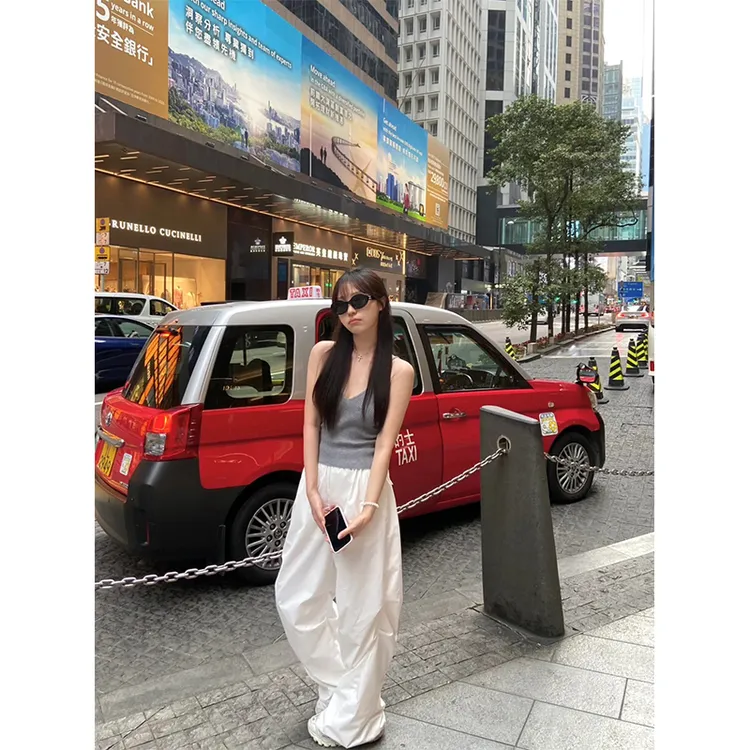 2024夏季新款超火吊带背心内搭外穿打底衫美背上衣高腰白色休闲裤