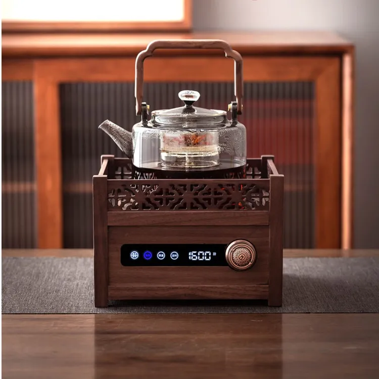 翊博北美黑胡桃实木电陶炉1600W围炉煮茶实木电陶炉煮茶烧水保温