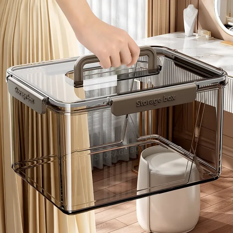 收纳箱高透明密封玩具家用大容量周转箱储物筐整理整理衣服盒子