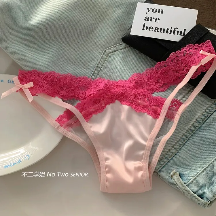 玫瑰故里~奢华性感蕾丝内裤女士冰丝无痕高弹力夏季内裤女法式