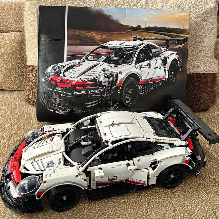 小颗粒保时捷911跑车拼装模型积木玩具DIY培训机构生日彩盒礼物