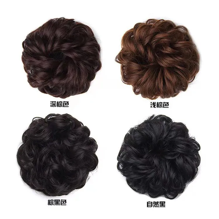 网红假发圈橡皮筋发包盘发拉花逼真丸子花苞女头花蓬松卷发小丸子