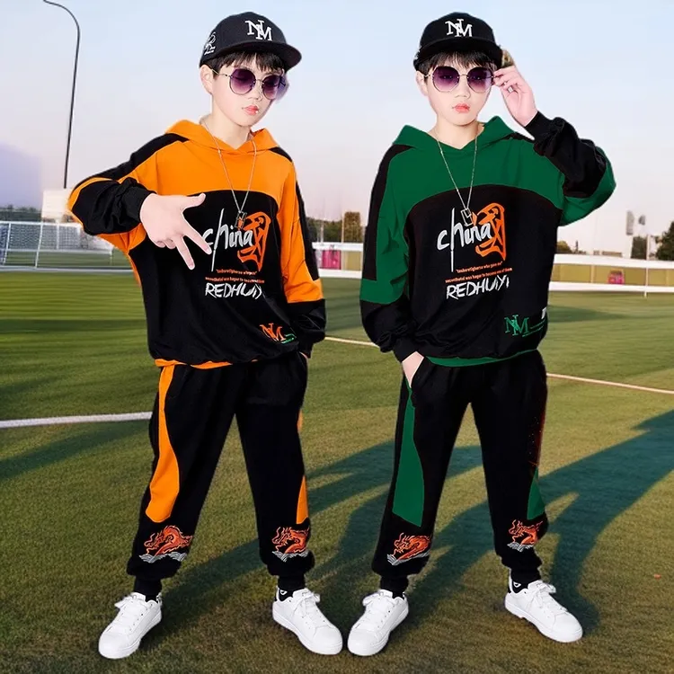 儿童装男童卫衣秋冬装套装2024新款男孩帅气加绒加厚中大童新年潮