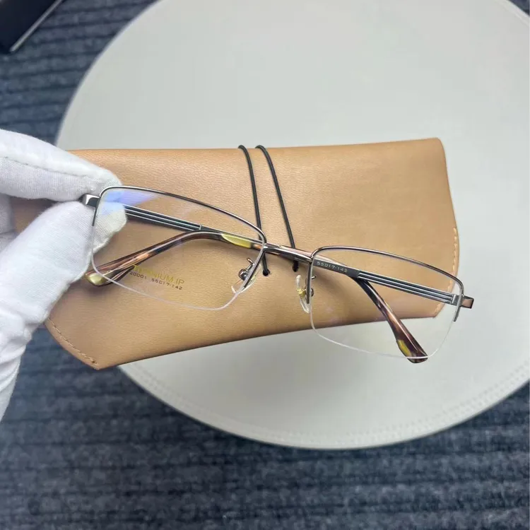 商务方框近视眼镜超轻男款配近视镜钛架大框显脸小半框平光框架