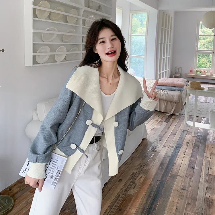 撞色拼接外套女早春秋2024新款爆款今年流行韩系休闲宽松chic上衣