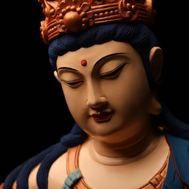 白云石彩绘观自在(20/30/40)茶空间摆件家居禅意摆件水月观音摆件