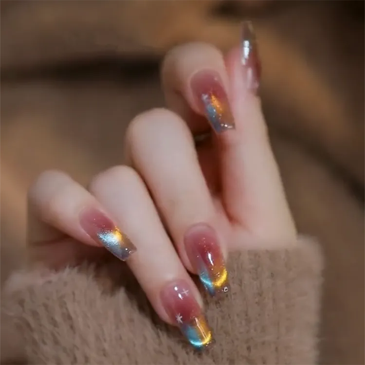 双心一意款张二大纯手工穿戴甲红书爆款指甲贴片可拆卸显白美甲