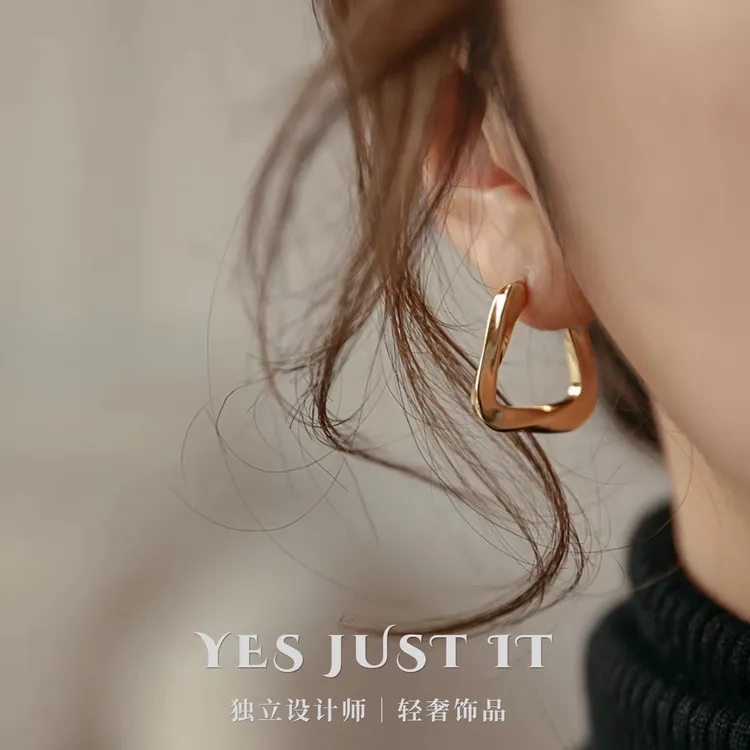 铜合金耳饰 925银针许妍同款方圈ins女时尚耳环火爆耳扣耳饰025