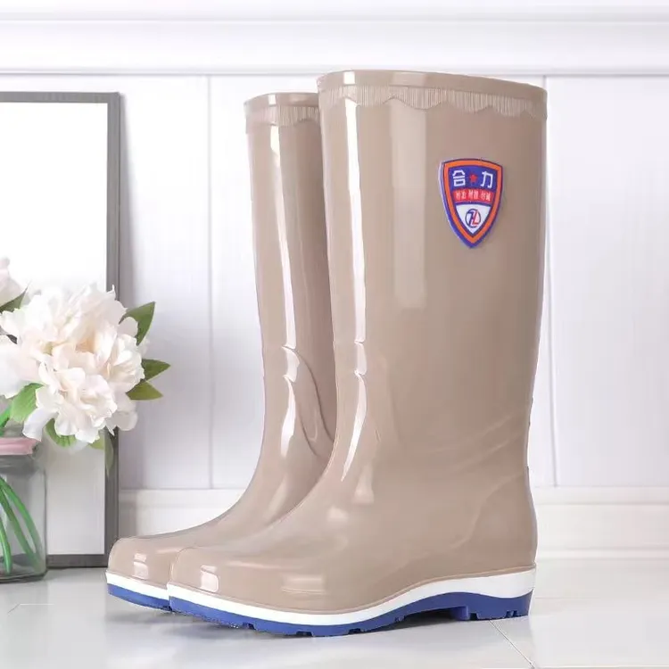 高筒雨鞋女时尚防水加绒雨鞋雨靴时尚女雨鞋中筒四季长筒雨靴保暖