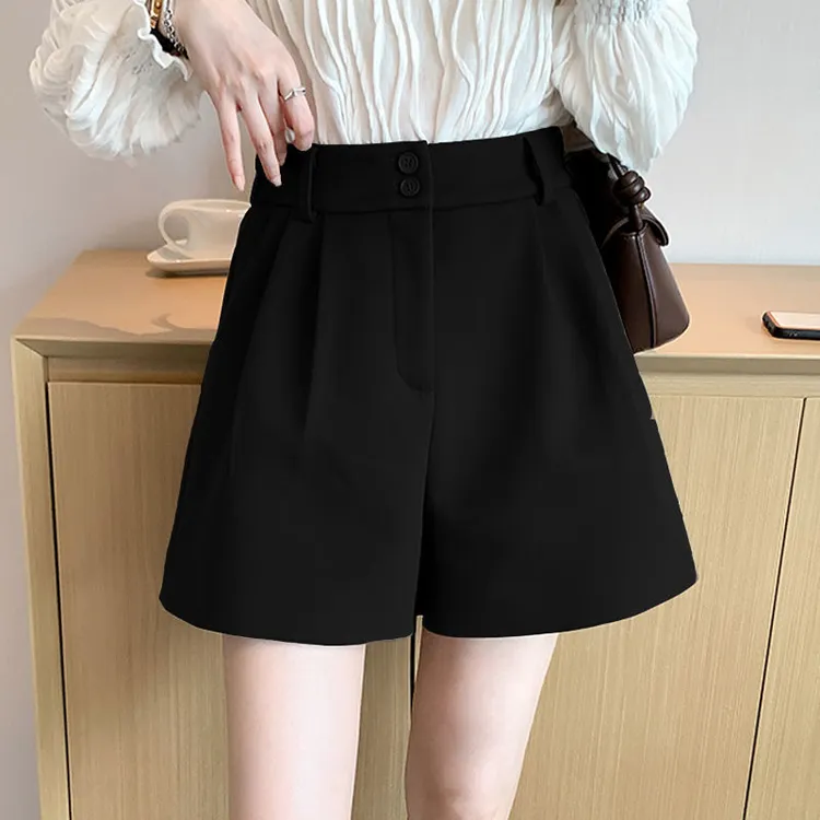 秋冬毛呢短裤女外穿2025年新款高腰显瘦A字时尚百搭阔腿百搭靴裤