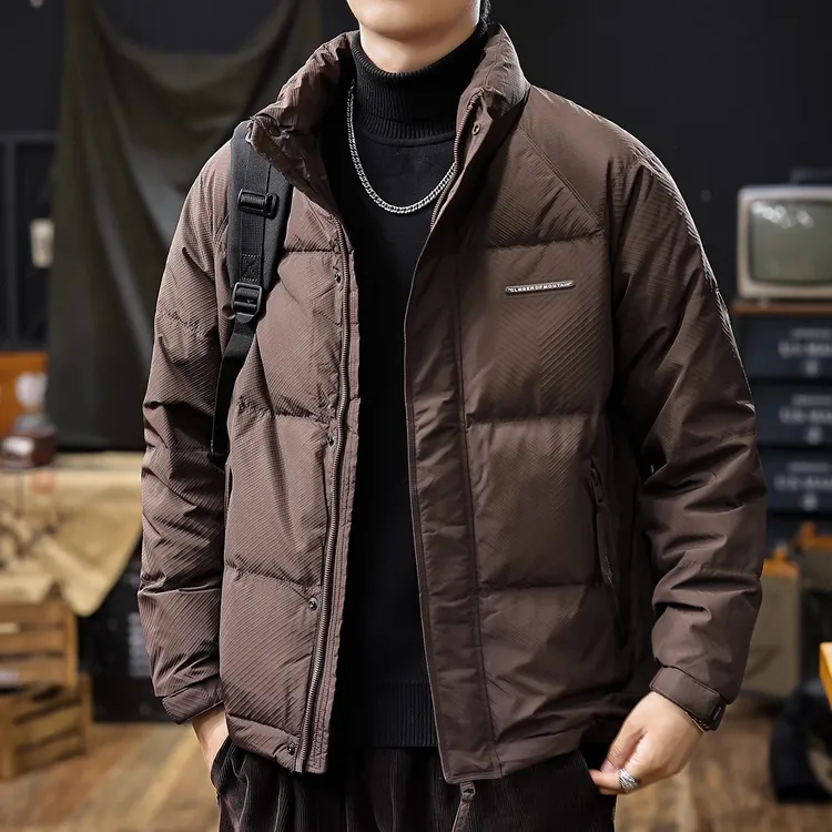 GTRT美式复古短款羽绒服男2024冬季新款鸭绒立领外套男士时尚休闲