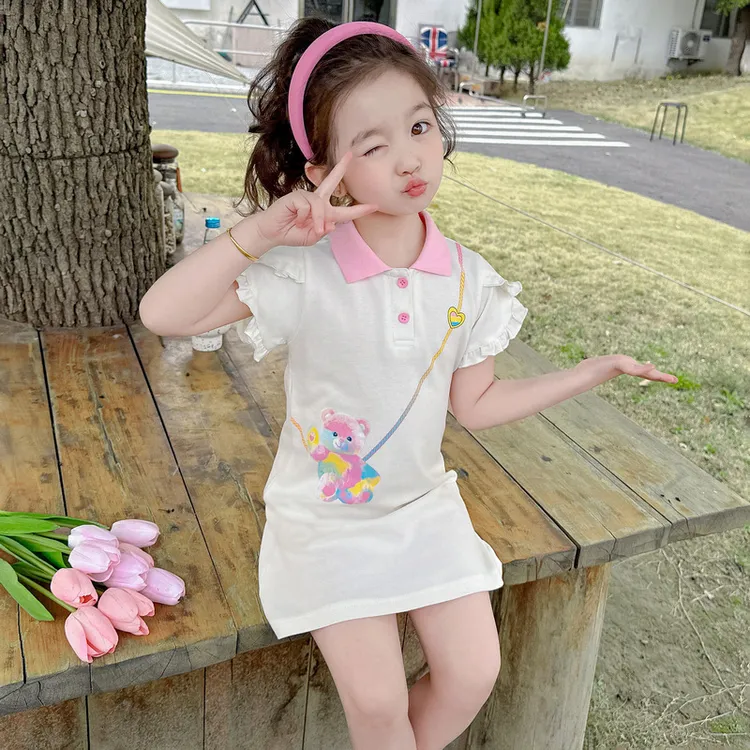女童连衣裙夏装2024新款儿童夏季洋气甜美女宝宝夏季POLO卫衣裙子