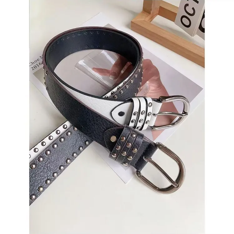腰带女装饰复古高级感美式铆钉百搭学生黑色牛仔裤配裙子潮流皮带