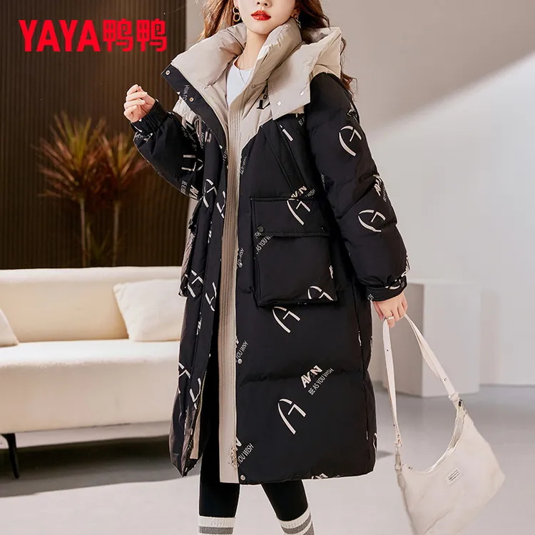 YAYA/鸭鸭正品羽绒服女中长款妈妈装2025冬季新款洋气加厚保暖