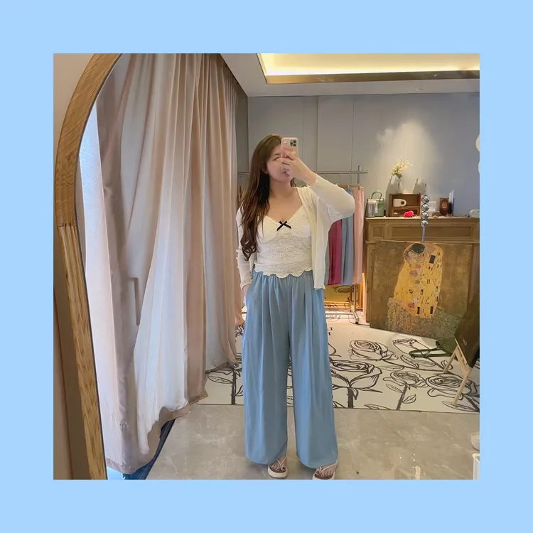 【常规版长款】胖mm大码遮胯显瘦阔腿裤女夏季薄款高腰休闲宽松