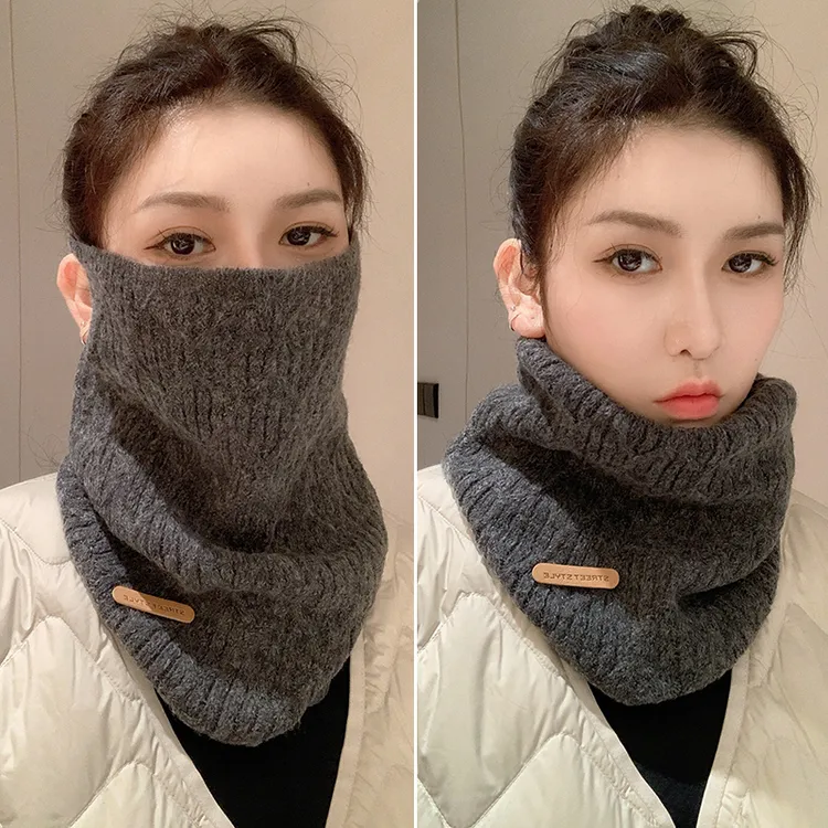2025羊毛围脖女秋冬防寒面罩全脸保暖口罩挂耳防风骑行护颈脖套男