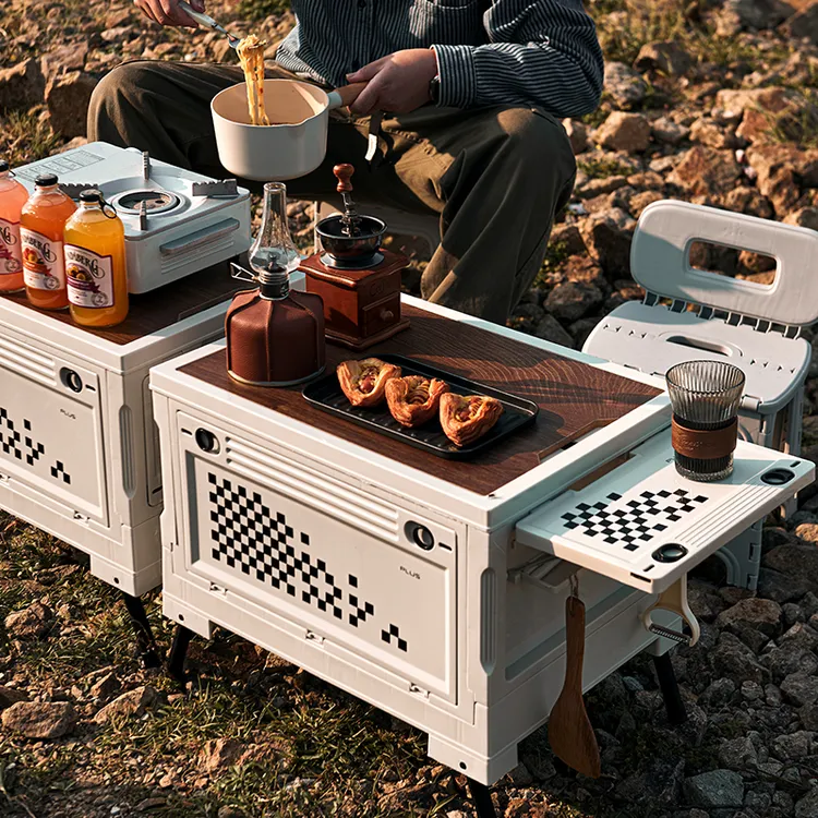 户外郊游汽车后备箱多功能整理箱车载木盖收纳折叠储置物箱衣物