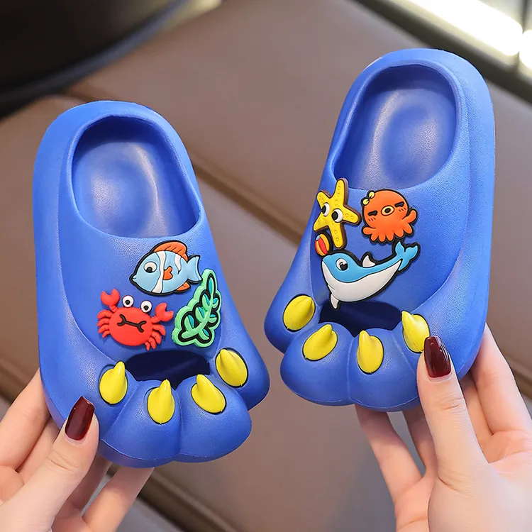 儿童拖鞋夏季新款网红居家外穿防滑eva踩屎感搞怪包头厚底拖鞋
