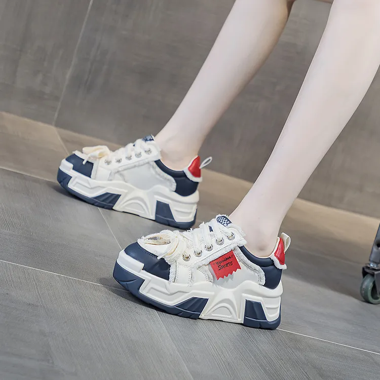 万达撤柜真皮内增高老爹鞋2024秋新款网红爆款百搭韩版厚底老爹鞋