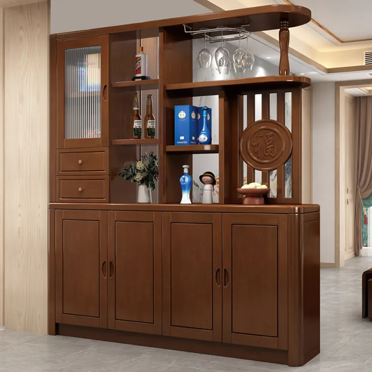 屏风柜间厅柜实木隔断柜双面玄关入户门厅柜酒柜现代中式家用鞋柜