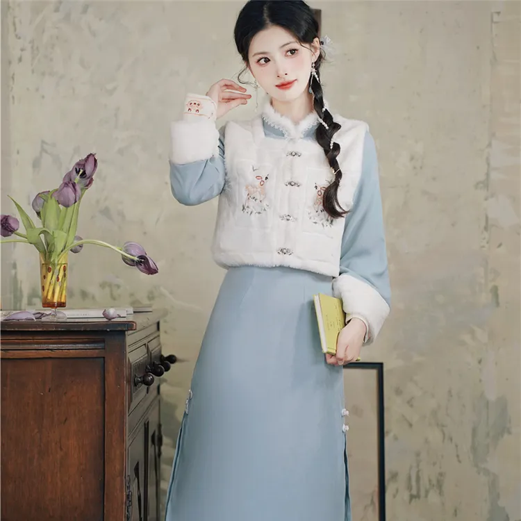 秋冬穿搭女新中式显瘦气质高级感绝美日常改良旗袍温柔加绒连衣裙