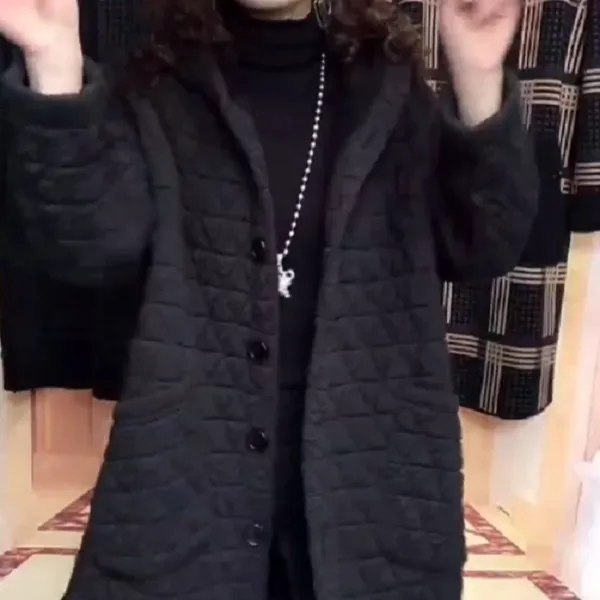 中年妈妈装秋冬新款复古连帽棉服外套