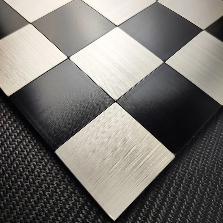 金属棋盘格墙贴自粘马赛克卫生间瓷砖背景墙装饰墙纸黑色黑白背景