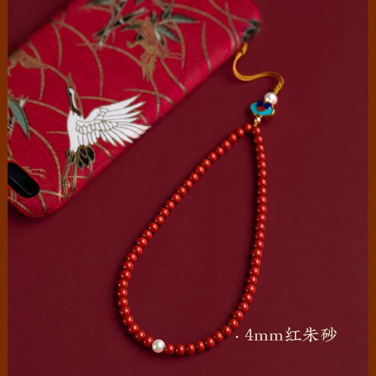 手机挂绳纯天然新款朱砂国风网红时尚原创手工编织手机链手腕挂链