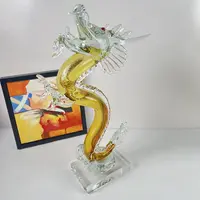 琉璃哥纯手工热塑琉璃《金色站立龙》红眼 饰品 装饰 摆件礼品     