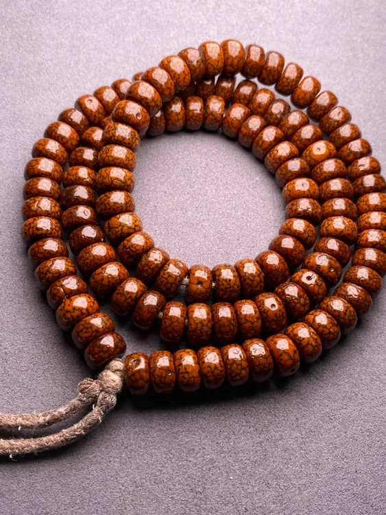 11mm包浆开片藏区回流手盘老星月菩提长串108颗脖挂男女款文玩