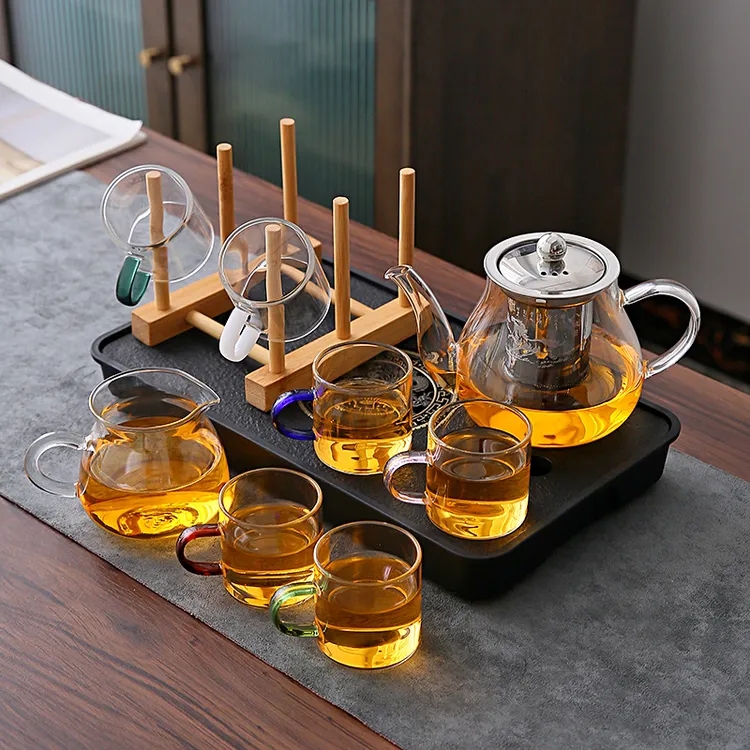 耐热玻璃功夫茶具套装家用透明茶杯带把办公泡茶器简约红茶花茶壶