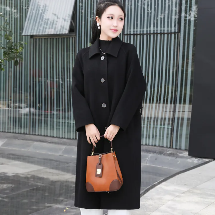 双面呢气质韩版宽松过膝时尚中长款911642276秋冬女士大衣