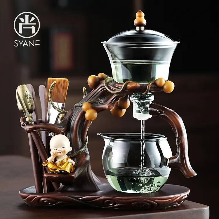 懒人泡茶神器玻璃功夫茶具家用高档轻奢自动磁吸泡茶壶2024新款