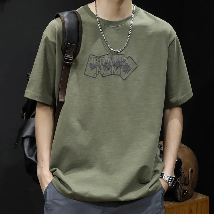 [竹节棉】重磅320g纯棉短袖t恤男夏季新款宽松大码男士潮牌insT恤