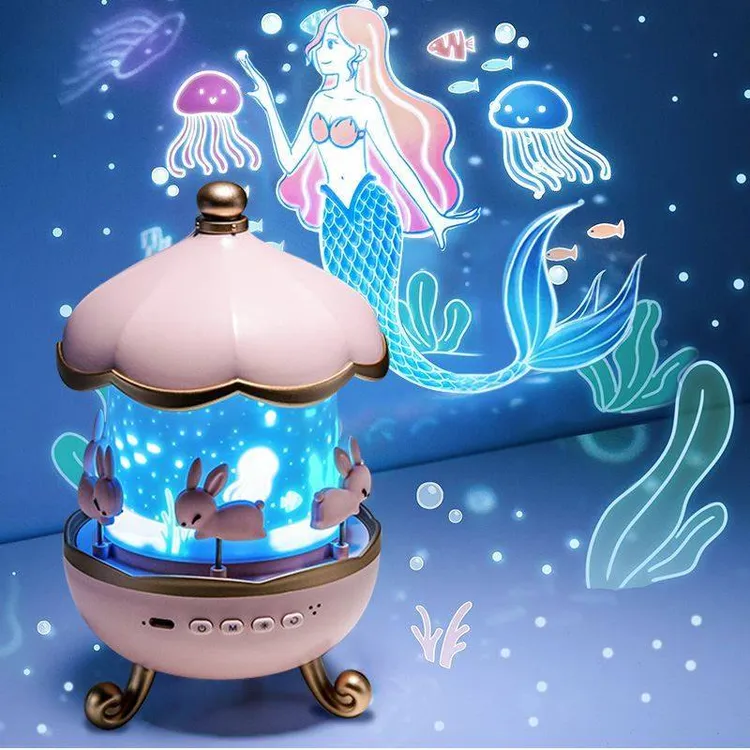 旋转小屋星空投影仪满天星光卧室儿童女孩圣诞节装饰台灯生日礼物