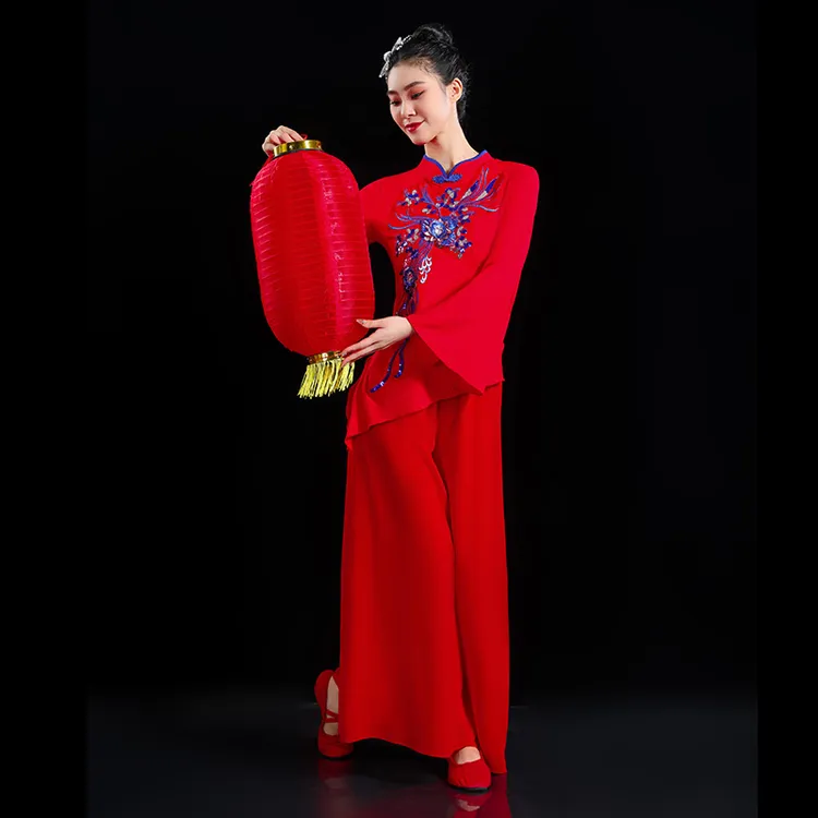 中国风祖国你好同款广场舞刺绣古典舞秧歌服春晚年会新款舞服QGG