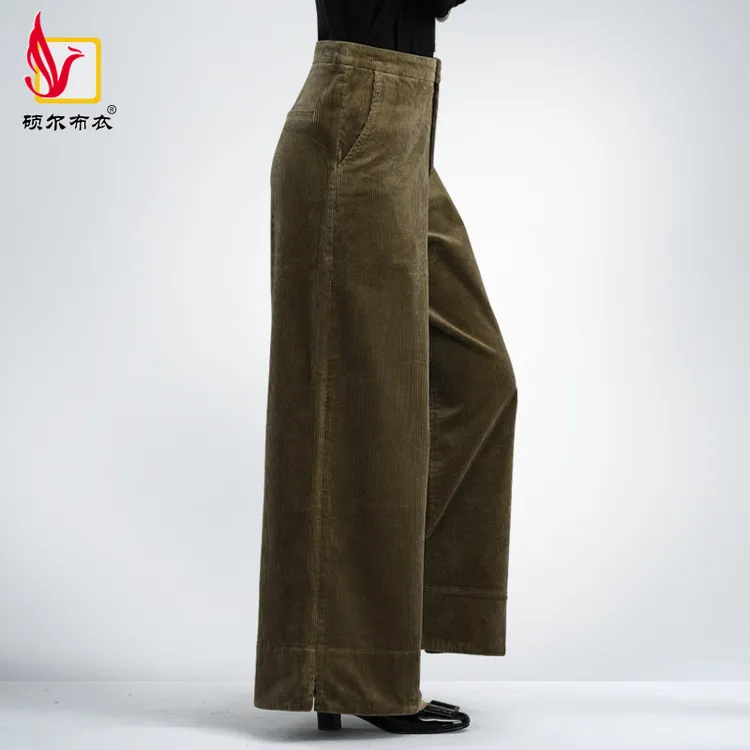 灯芯绒高腰阔腿裤宽松休闲条绒裤时尚百搭女裤秋冬长裤春秋复古裤