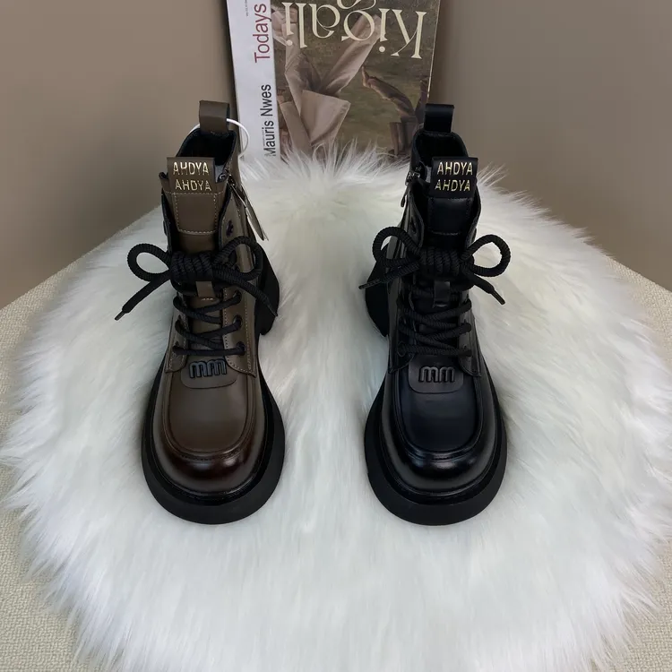 英伦风厚底马丁靴女2025秋冬加绒保暖增高短靴爆款百搭洋气骑士靴
