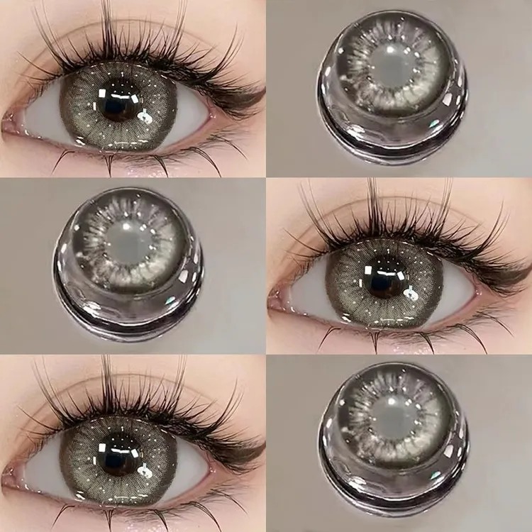 OVOLOOK泰式奶茶灰色半年抛美瞳学生通勤隐形眼镜网红大直径美瞳