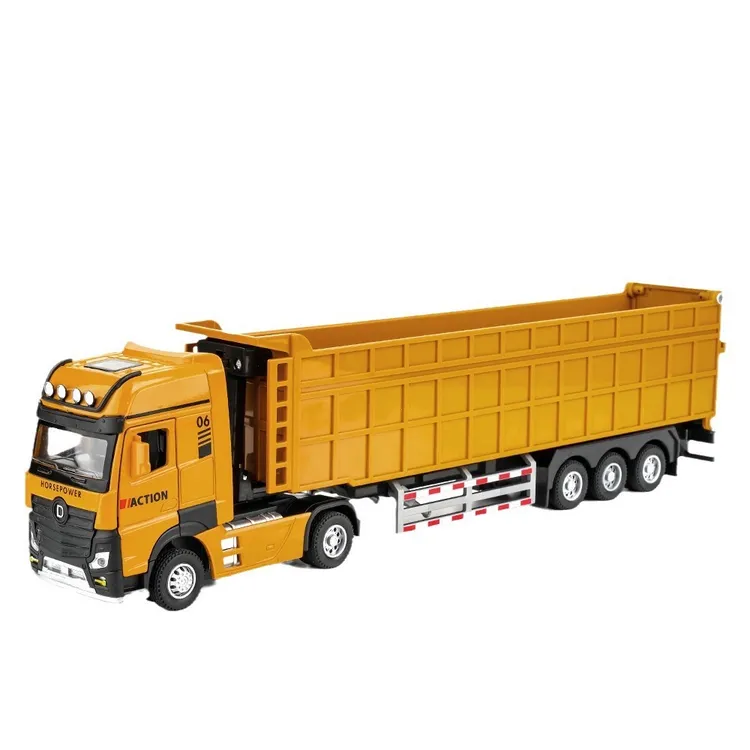合金大号自卸大卡车惯性回力卡车模型仿真音效益智彩盒合金工程车