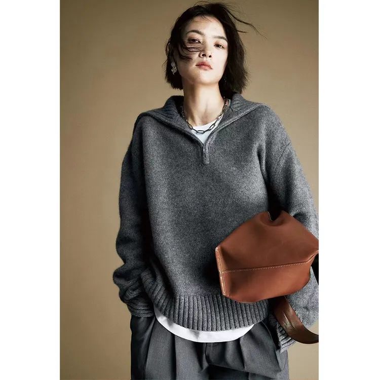 羊毛衫女宽松加厚套头针织衫百搭长袖打底慵懒风上衣休闲时尚毛衣